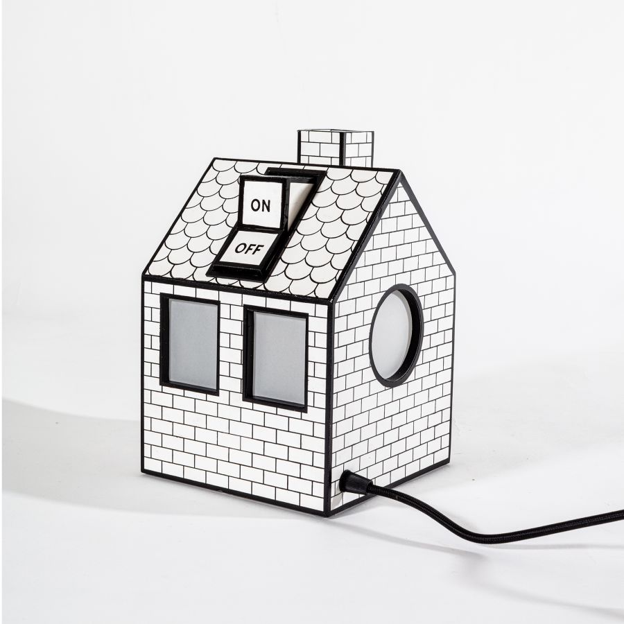 On-Off - Lampe à poser en forme de maison en carton recyclé - Seletti