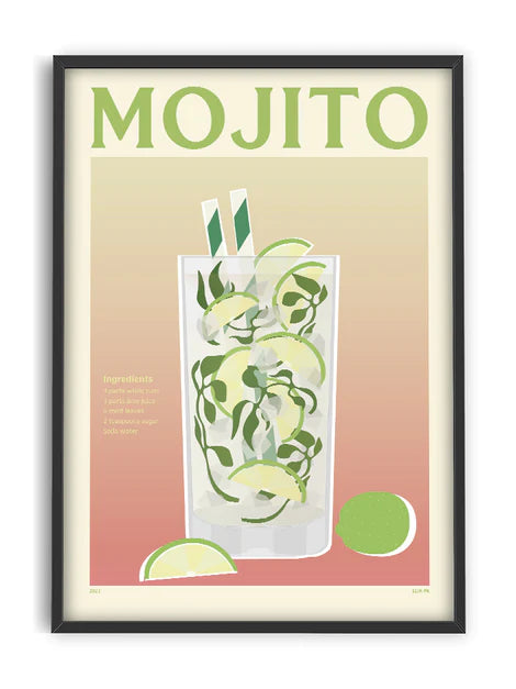 Mojito - Affiche 30 x 40 cm cocktail Elin Pk - PSTR STudio