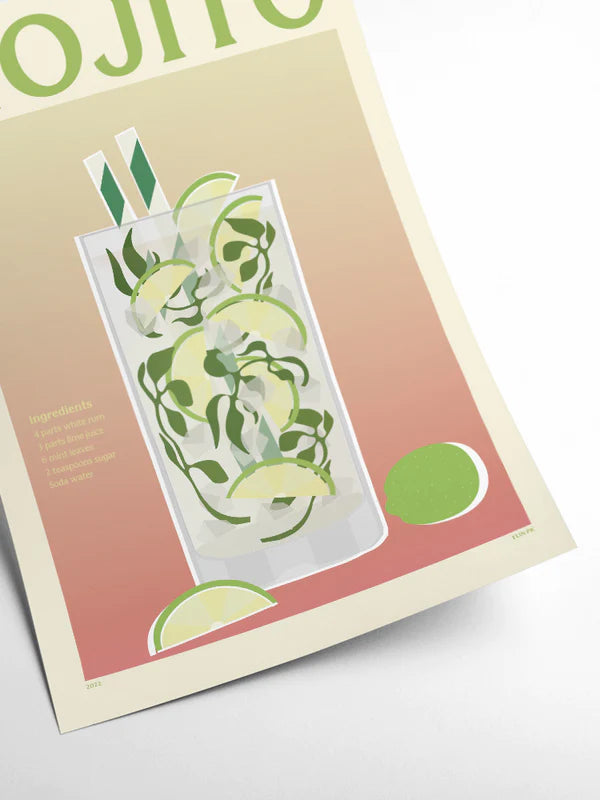 Mojito - Affiche 30 x 40 cm cocktail Elin Pk - PSTR STudio