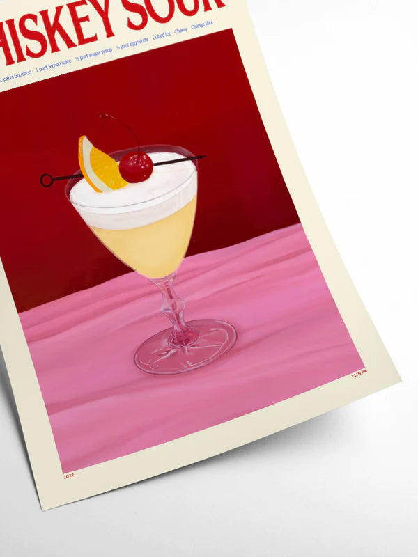 Whiskey Sour - Affiche 30 x 40 cm Cocktail Elin Pk - PSTR Studio
