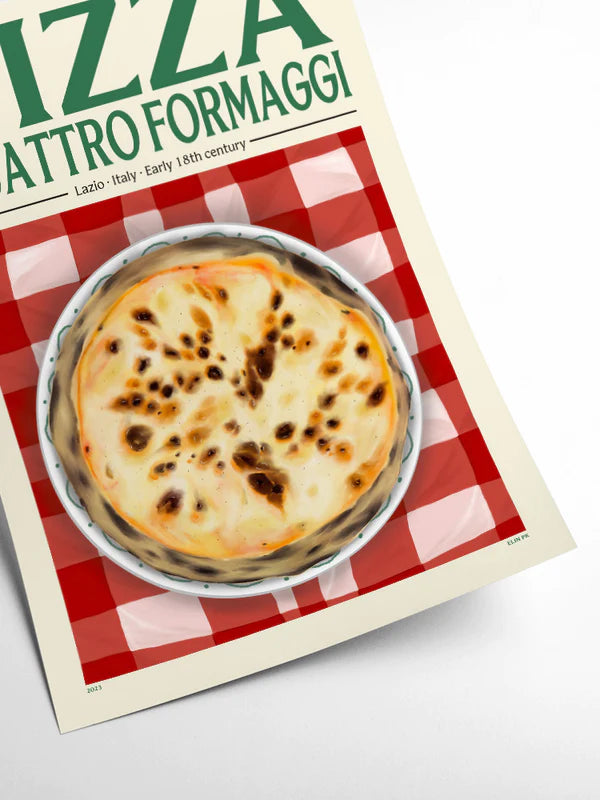 Pizza Quattro Fromagi - Affiche 30x40 cm Elin Pk - PSTR Studio