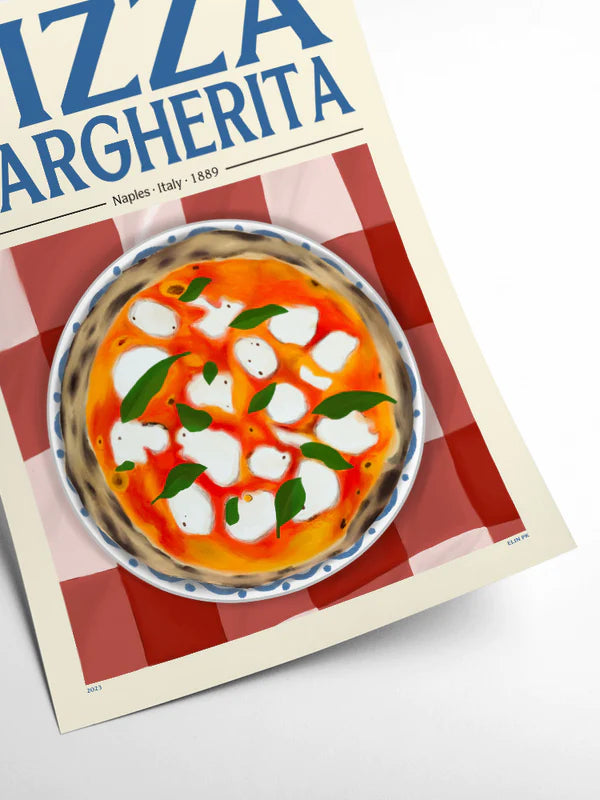 Pizza Margherita - Affiche 50 x 70cm Elin Pk - PSTR Studio