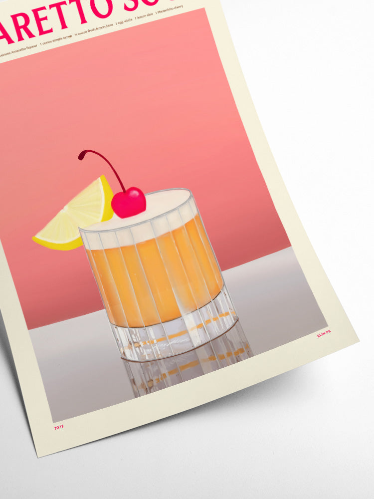 Amaretto Sour - Affiche 30x40 cm cocktail Elin Pk - PSTR Studio