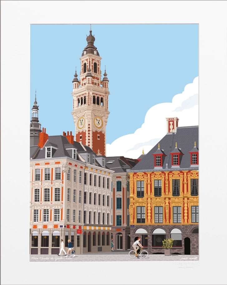Illustration de Lille, la Grand'Place par Paulo Mariotti pour Image Republic