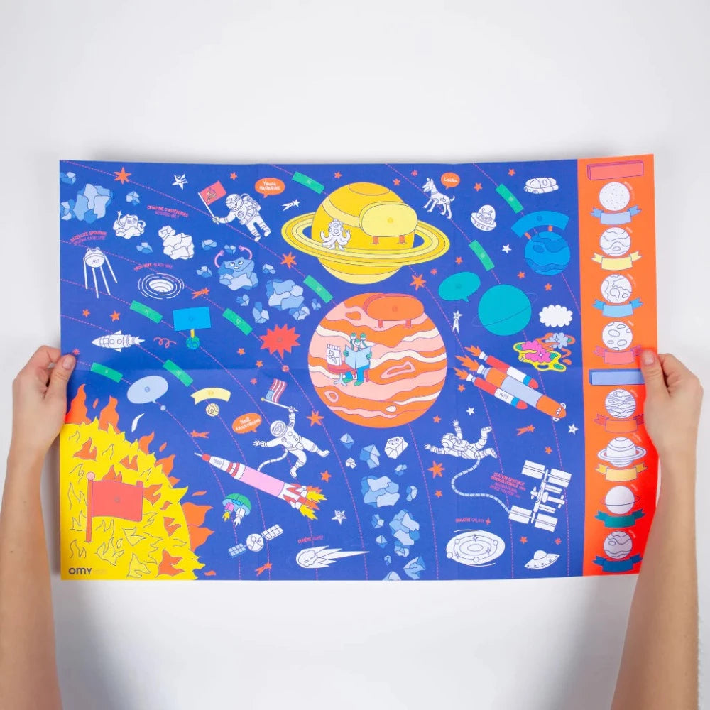 Solar System - Poster Géant à Sticker et colorier - OMY SCHOOL