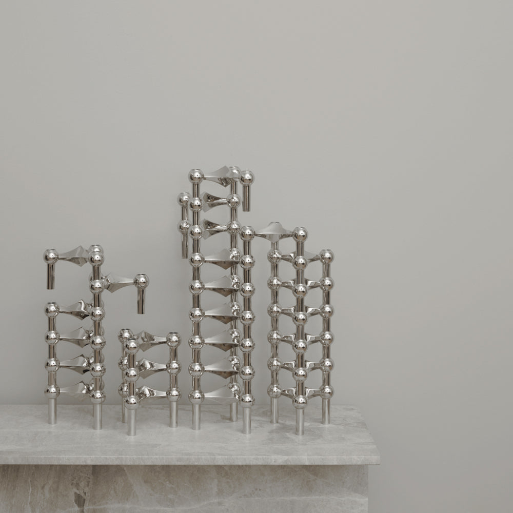 Bougeoirs STOFF Nagel Chromé set de 3- Bougeoirs Tripodes