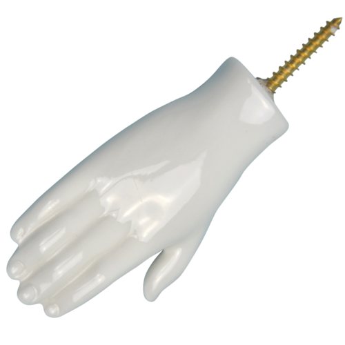 Alfred Droite - Patère main en céramique blanche - Kuhn Keramik