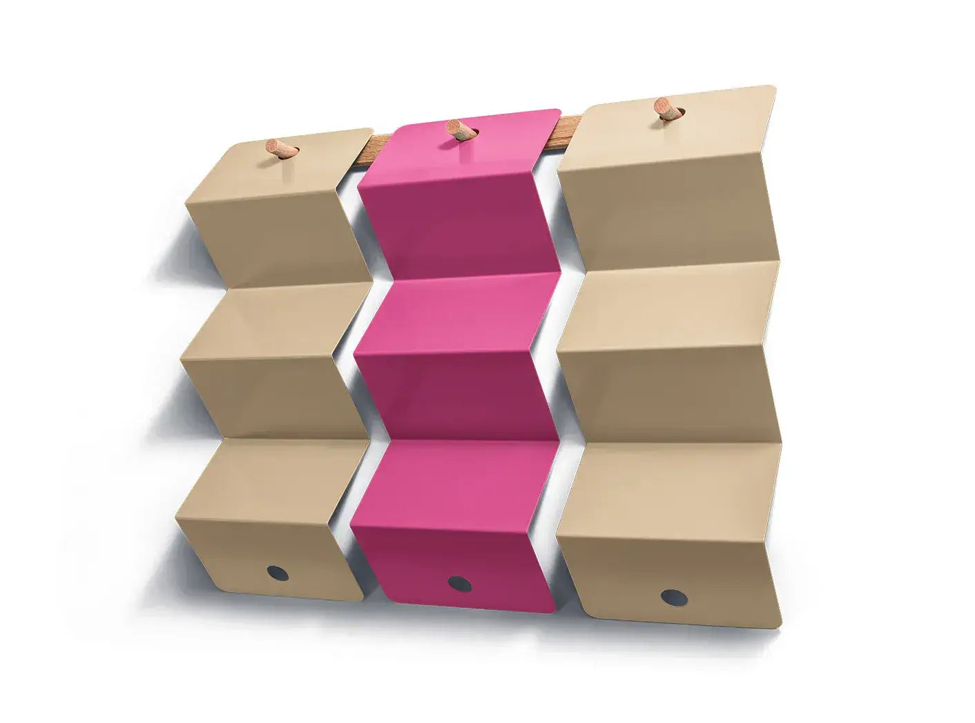 Filet Silk Song Art of Ping Pong beige, rose et beige sur support mural en chêne
