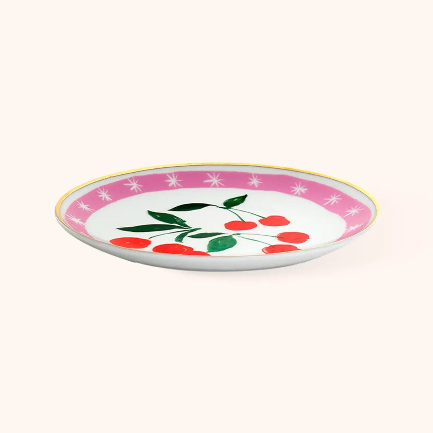 Assiette Cerises illustrée par Chiara Perano pour la collection La Tavola Scomposta par Bitossi Home