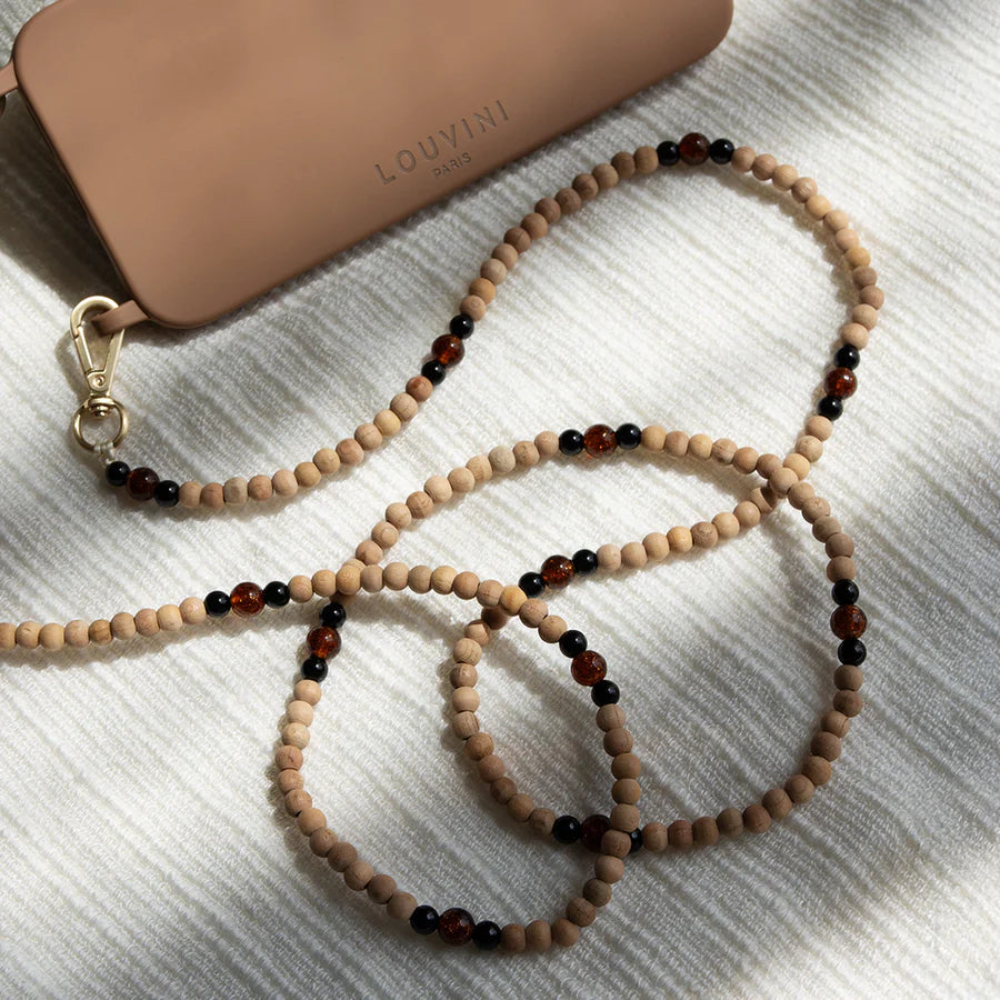 Arielle Noir et Marron Sparkle - Chaîne Bandoulière pour Coque - Louvini