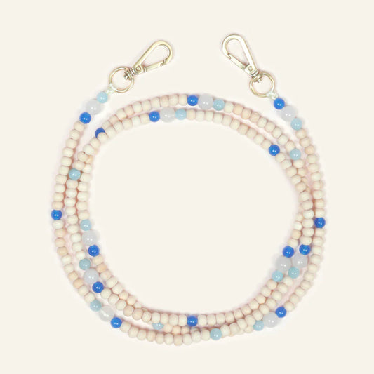 Arielle Bleu Blanc - Bandoulière en Perles pour Coque - Louvini