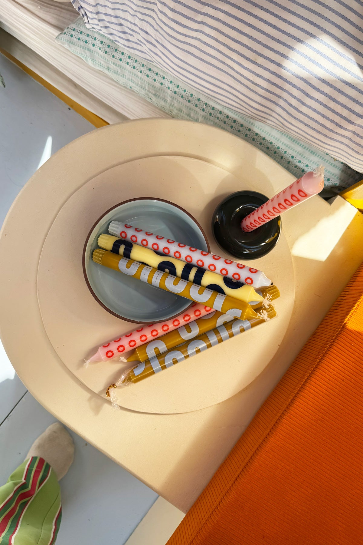 Bougies Rose & Bleu Clair - Set de 4