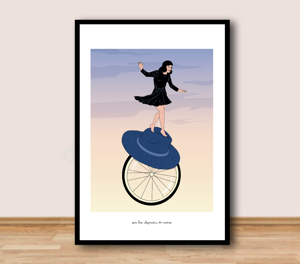 Sur Les Chapeaux de roues - Affiche A3 - Palm Illustrations