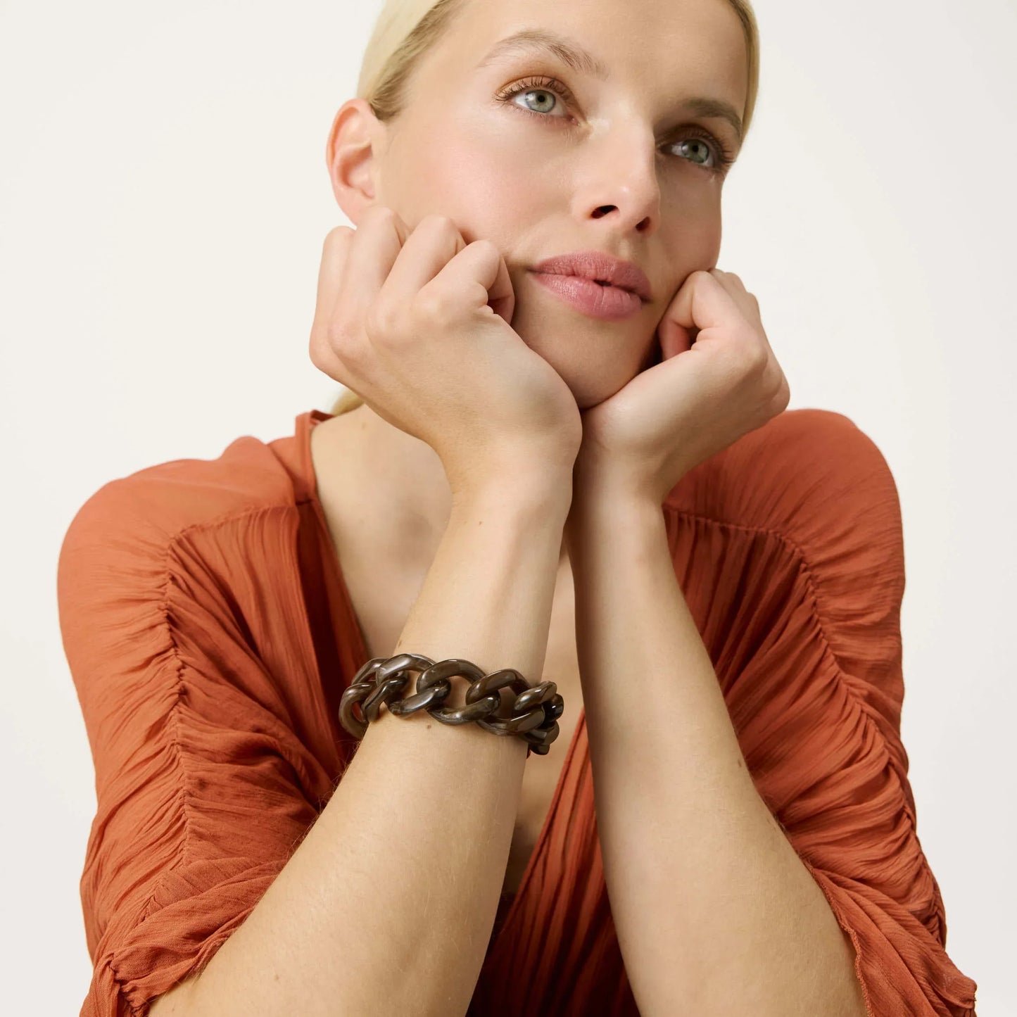 Bracelet à grosses mailles flat chain Dark Brown - Vanessa Baroni