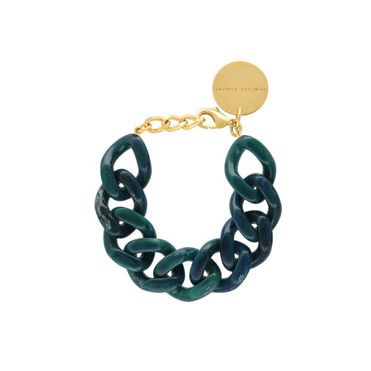 Flat Chain Teal Marble - Bracelet grosses mailles - Vanessa Baroni
