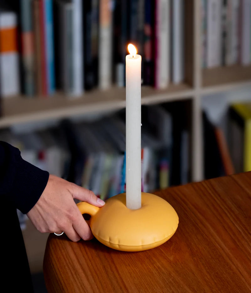 Bougeoir Candy en céramique jaune mat - Home Studyo