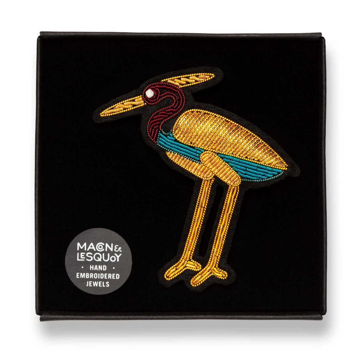 Héron du Nil - Broche Brodée Main