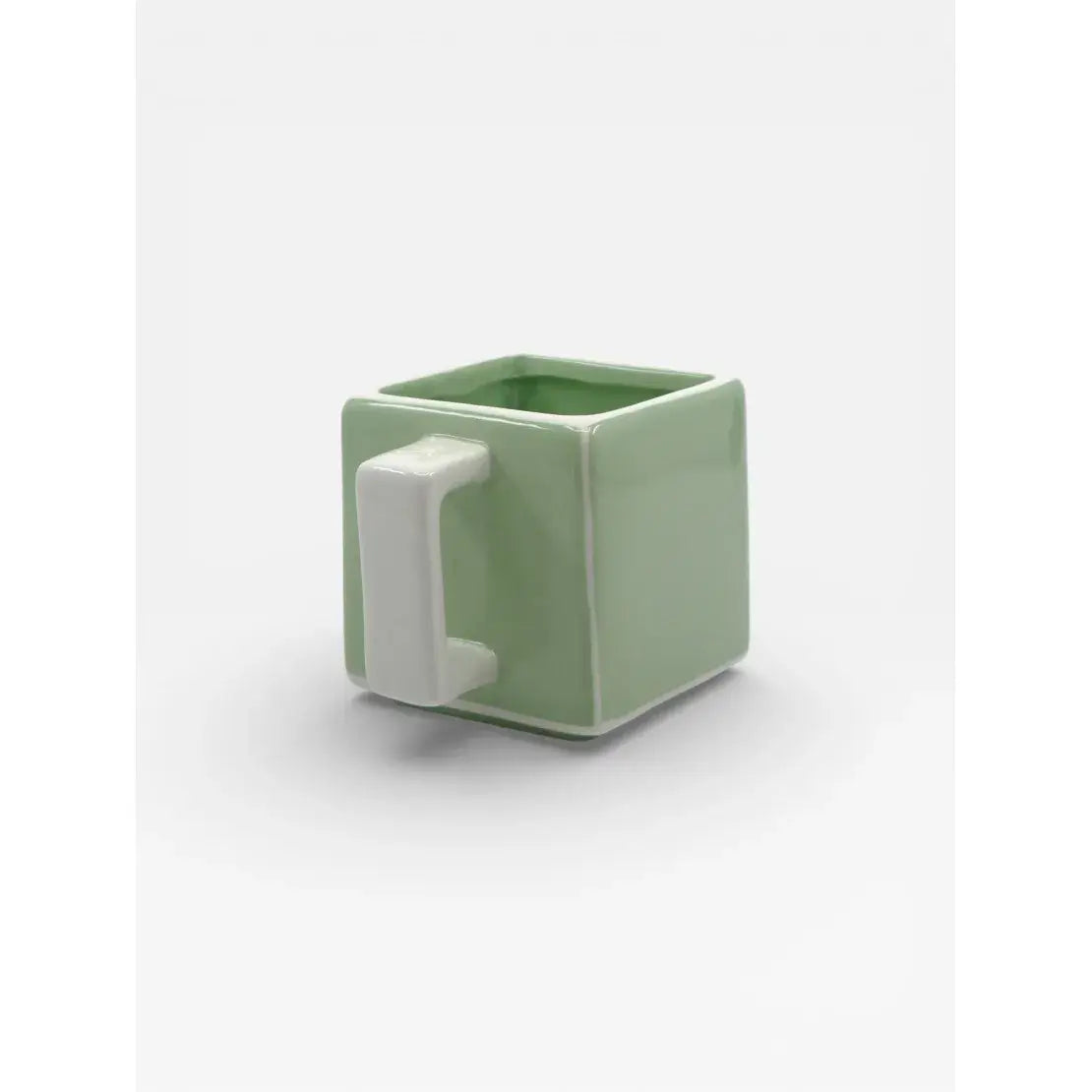 Mug en céramique vert et blanc design graphique Tile vu de dos