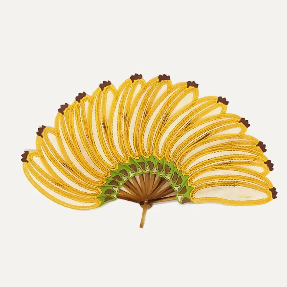 Éventail en Cuir motifs Bananes de chez Pubumésu