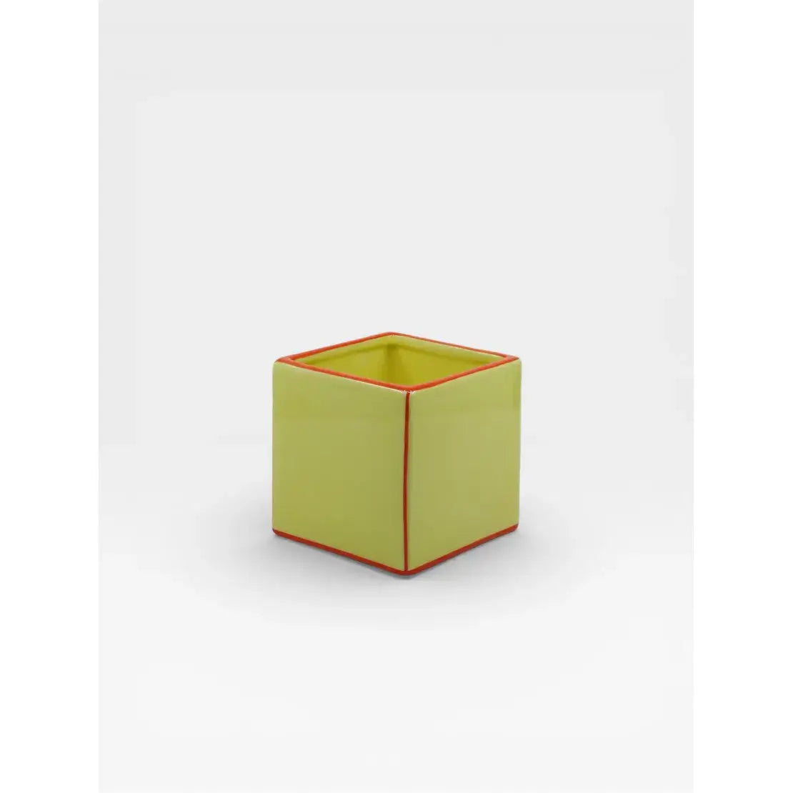 Vase en céramique jaune et orange design graphique collection Tile vu de profil
