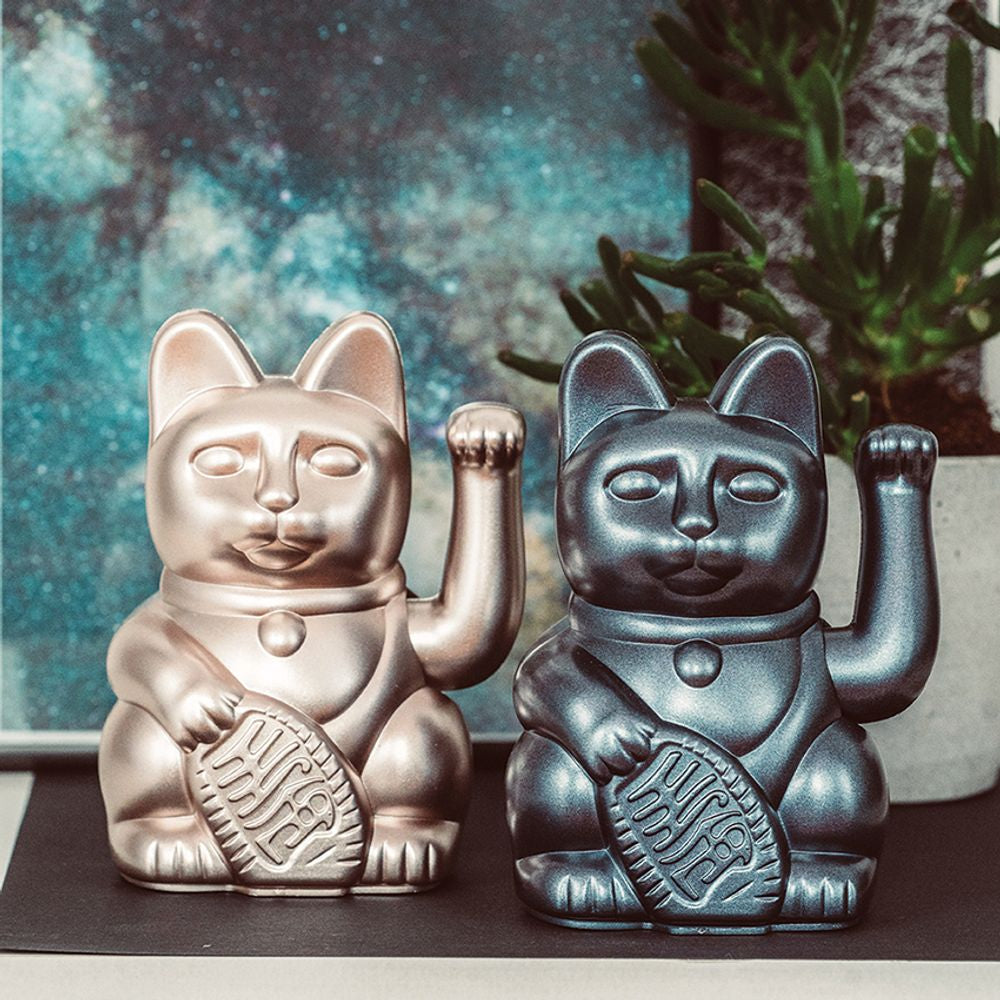 Maneki Neko Noir Nacré - Chat Porte-Bonheur