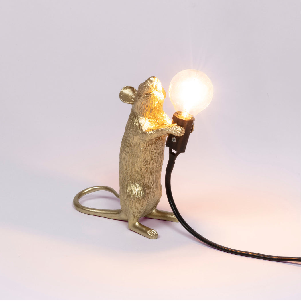 Gold Mouse Lamp 1 - Lampe à Poser Souris Debout