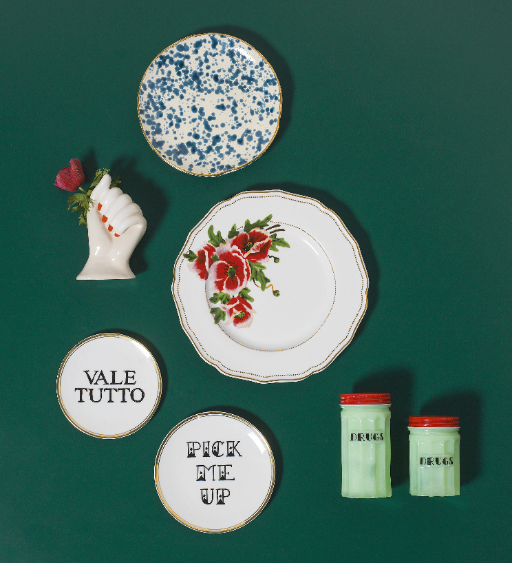 Girl Power - Assiette décorative à message - en porcelaine blanche avec liseret doré - Bitossi