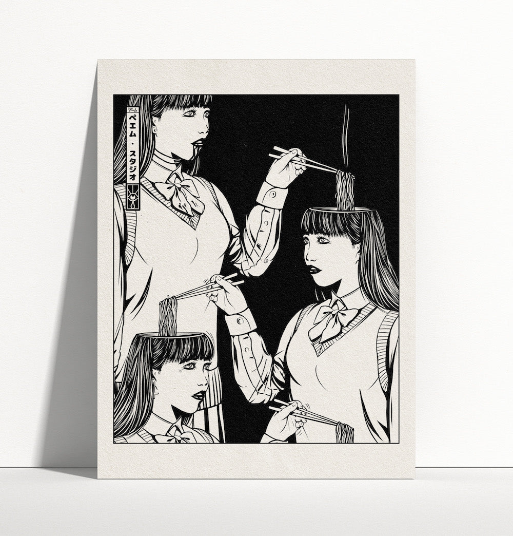 Brain Noodles - Affiche noir et blanc - Paiheme Studio