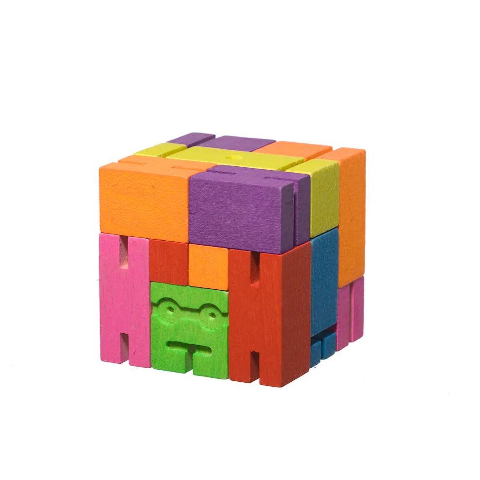 Cubebot Areaware Micro multicolore - mini Robot en bois Articulé