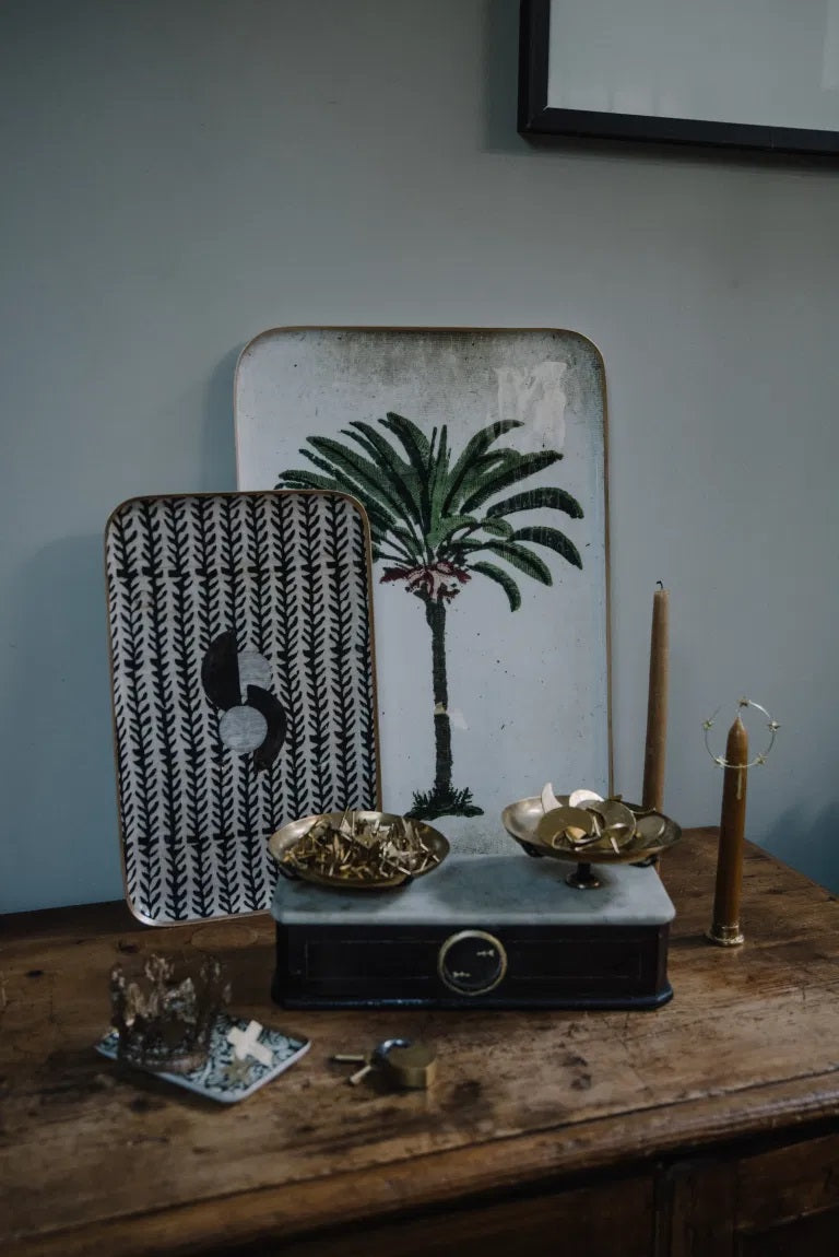 Plateau Reception "Palmier" en aluminium emaillé par Boncoeurs