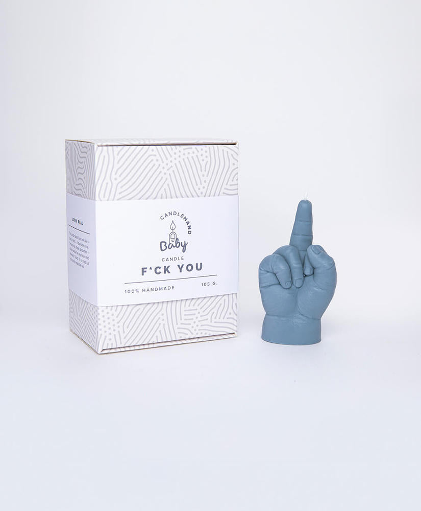 F*ck you baby grey - bougie en forme de main doigt d'honneur - gris - Candle Hand