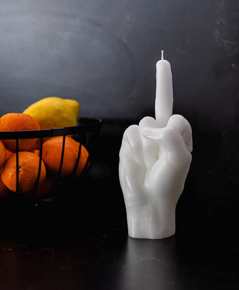 F*ck you - bougie en forme de main doigt d'honneur - blanc - Candle Hand