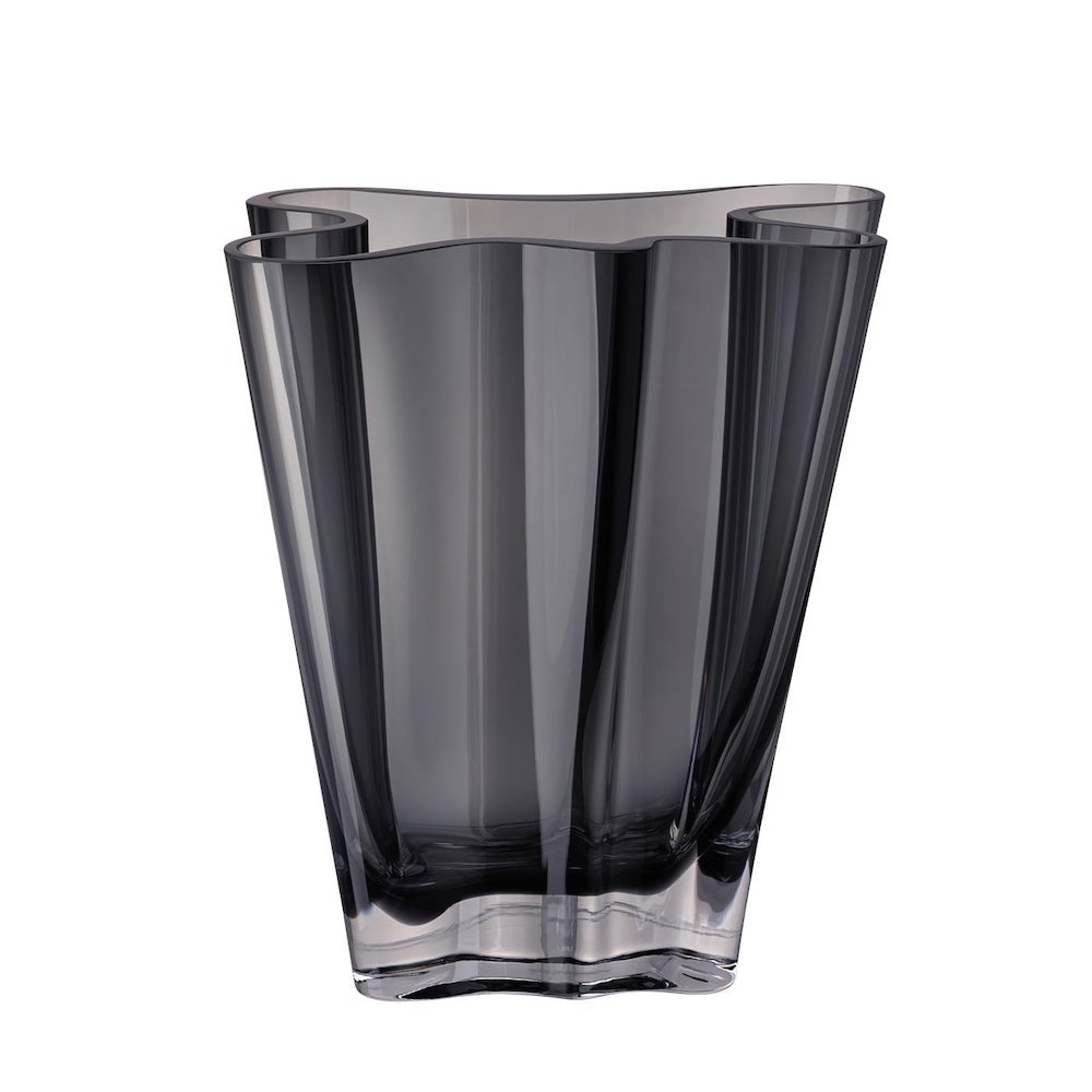 Flux Grau 26cm - Vase en verre transparent fumé gris - Rosenthal