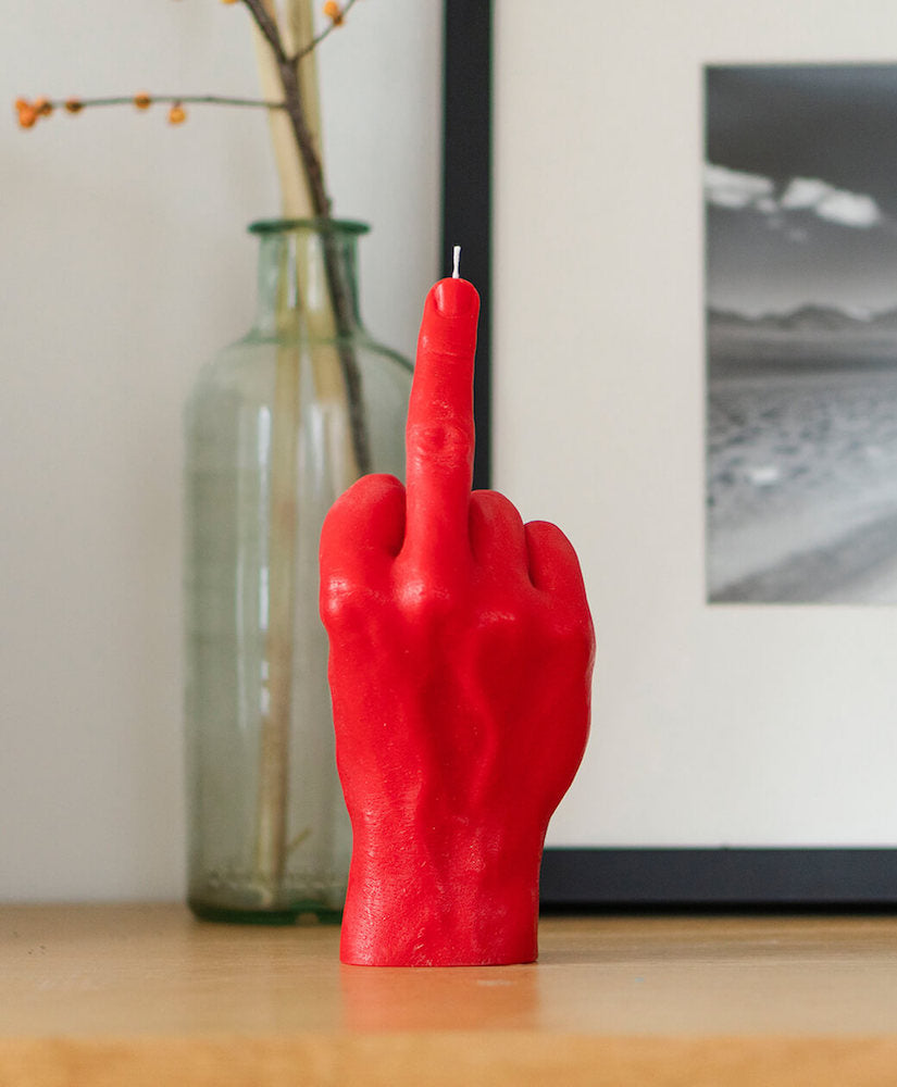 F*ck you - bougie en forme de main doigt d'honneur - rouge - Candle Hand