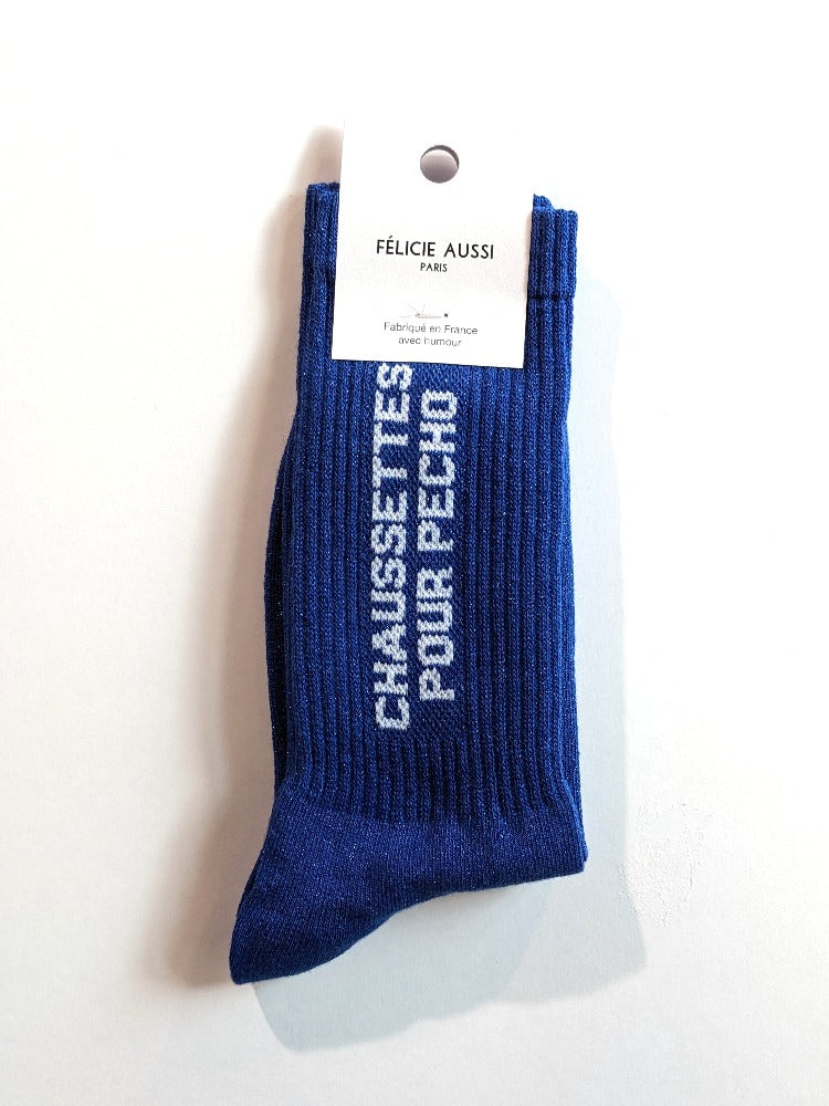 Pour Pécho - Chaussettes à Paillettes bleu électrique - Félicie Aussi