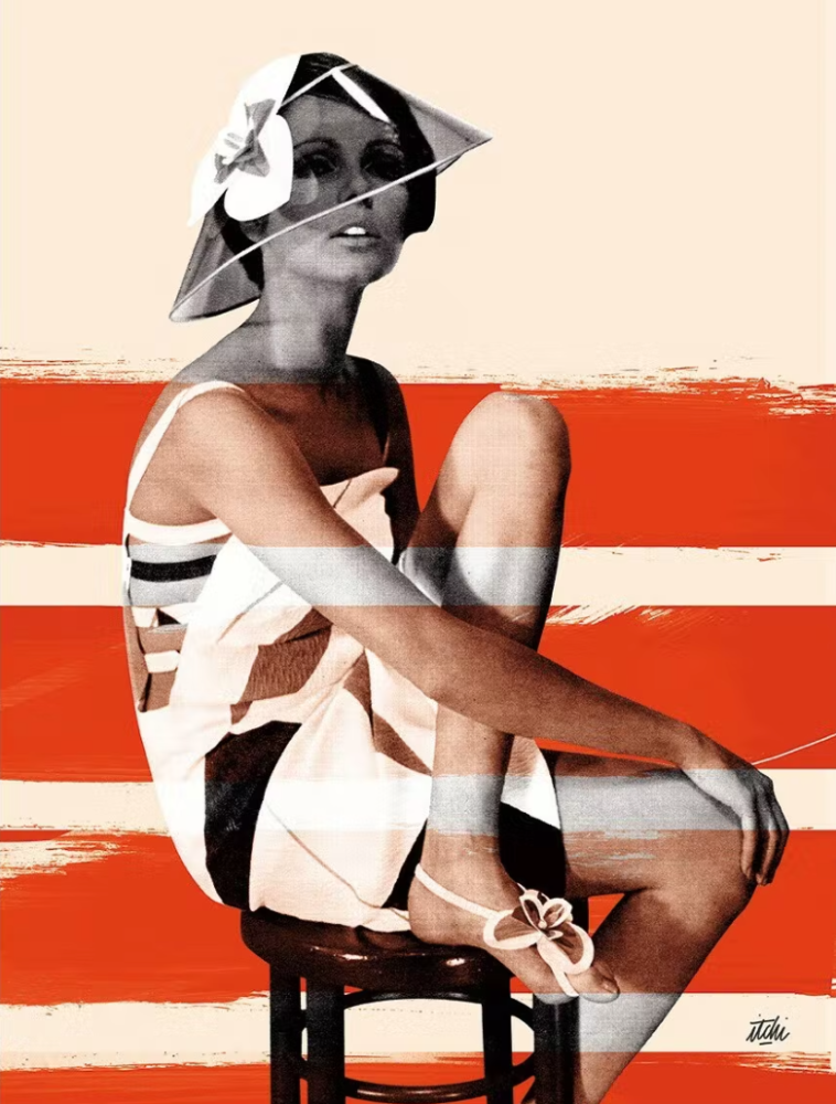 Lady Orange - collage 30x40 cm par Itchi