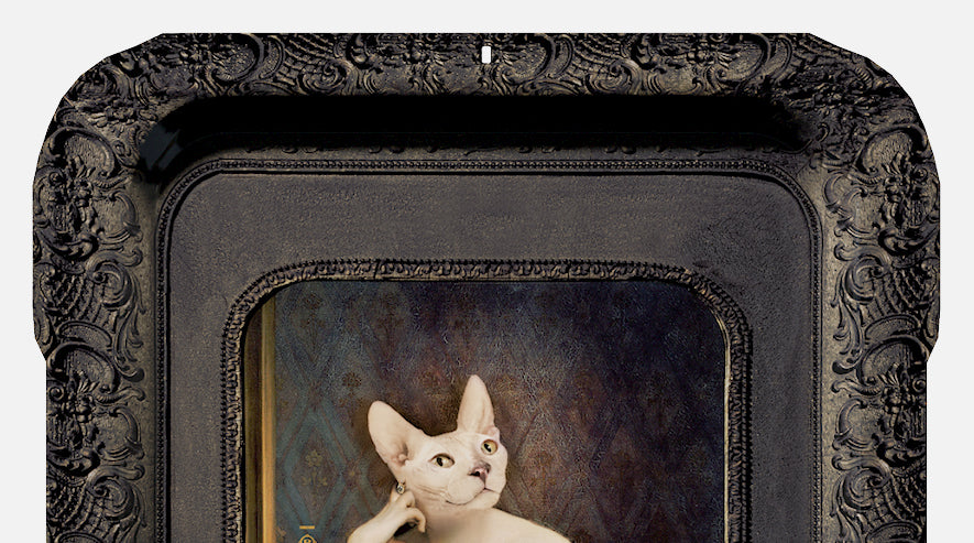 Plateau rectangulaire avec peinture de chat aristocratique - Victoire Visconti par Ibride