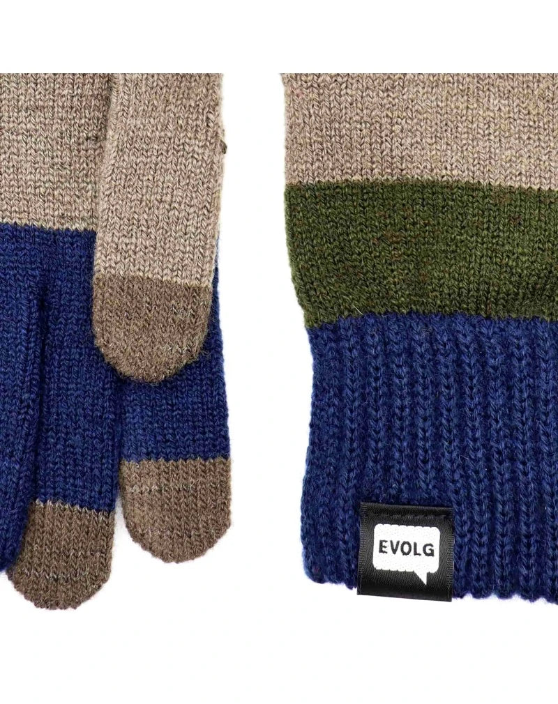 Axis Navy Gris Olive - Gants Tactiles en laine - Evolg