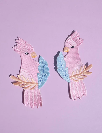 Duo Parrots - Set de 2 ecussons peroquets - fabriqués en France par Malicieuse
