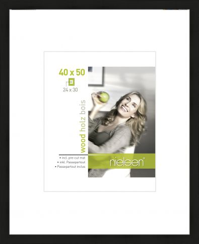 Cadre en bois noir avec vitre en verre - format 40x50