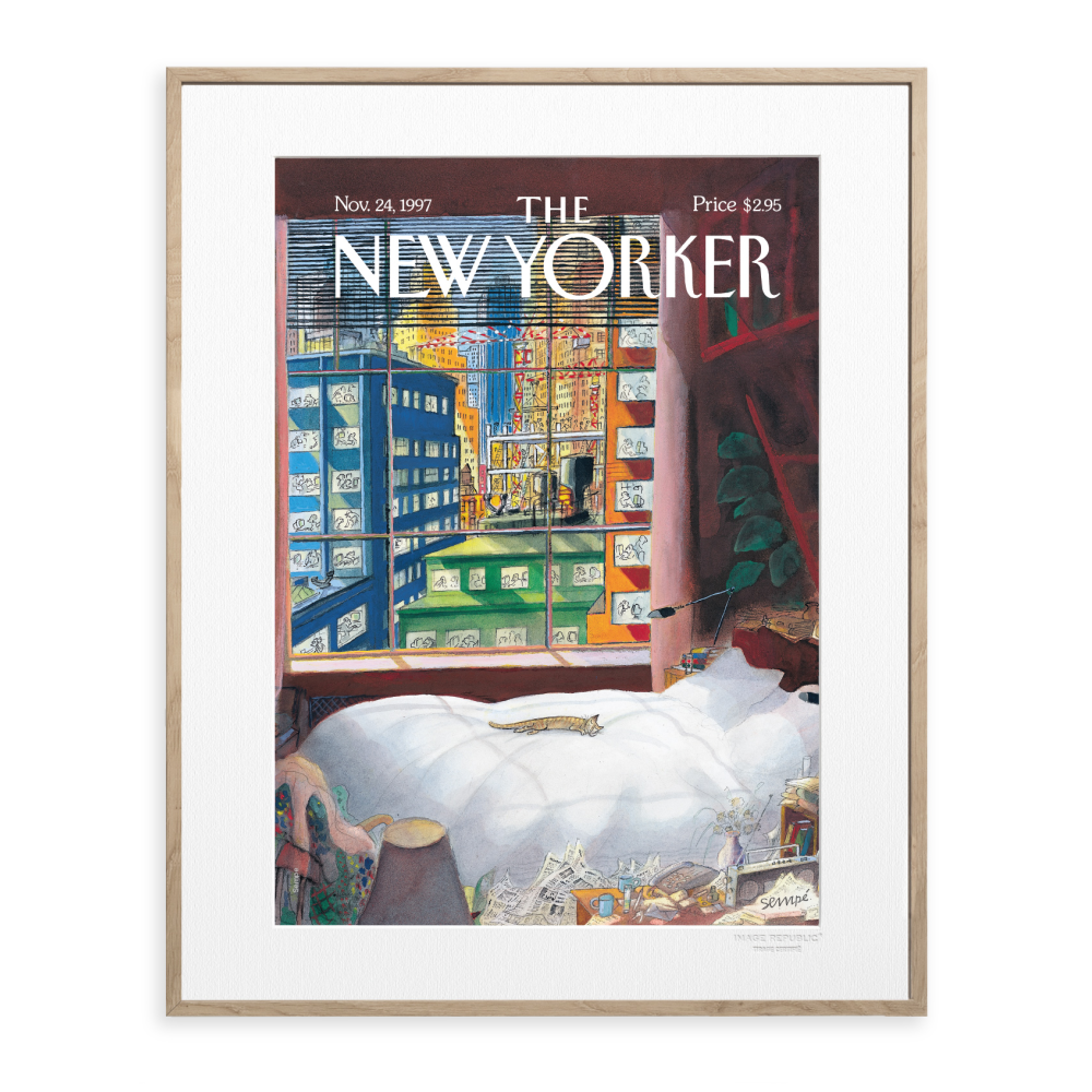 226 Sempé - Cat Sleeping By The Window - Collection The New Yorker - illustration 30x40cm - image republic