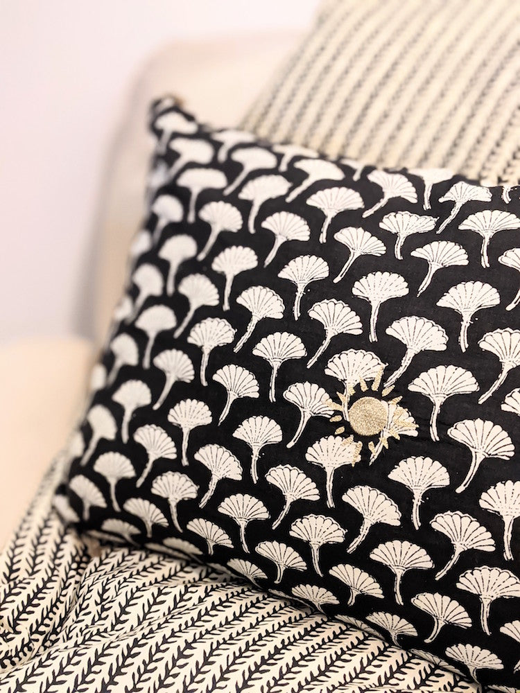 Ginko - housse de coussin 40x60 cm avec broderie - Boncoeurs