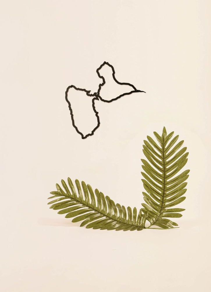 Guadeloupe - The Line Island - silhouette d'île en acier inoxydable