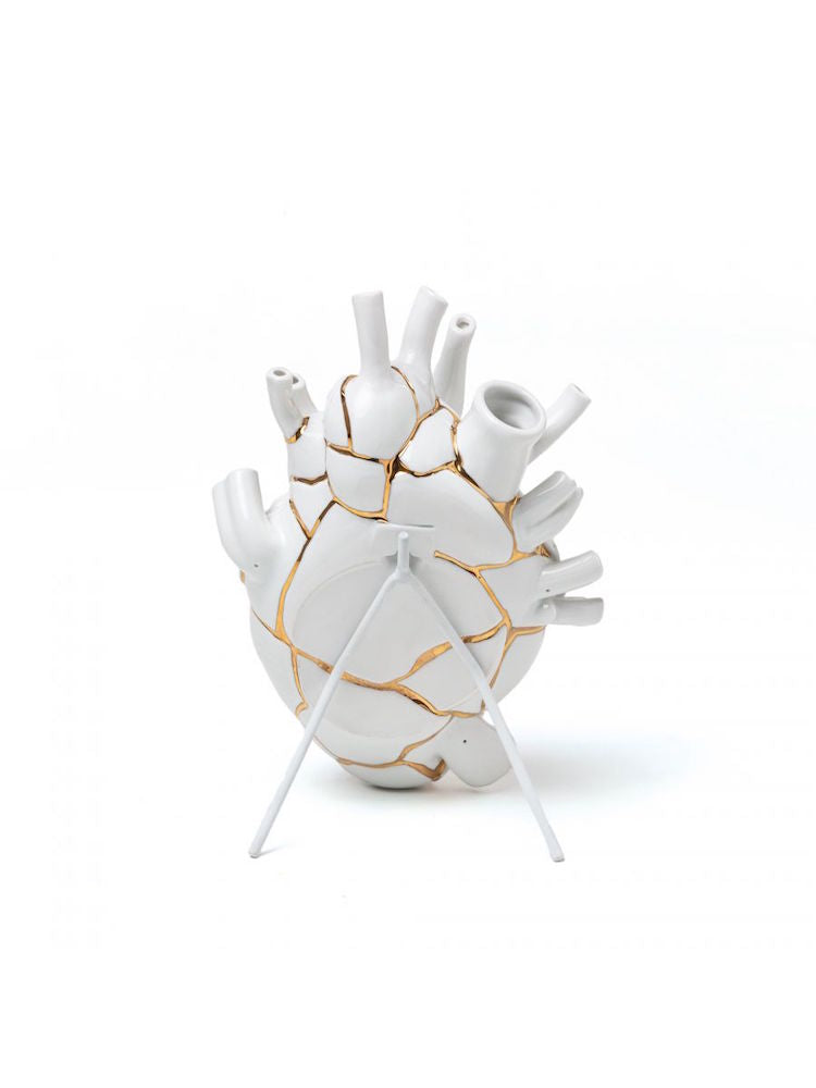 Love in Bloom Kintsugi -Coeur en porcelaine et liseret doré - Seletti