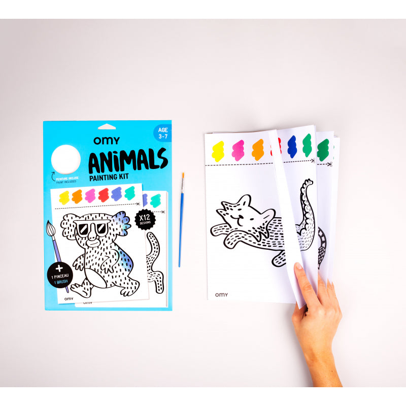 Animals - kit de peinture à l'eau - 12 illustrations - OMY