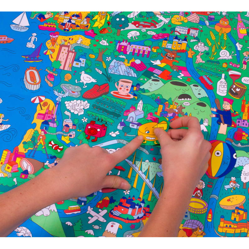 France - Stickers et poster géant à colorier - 70 x 100 - OMY