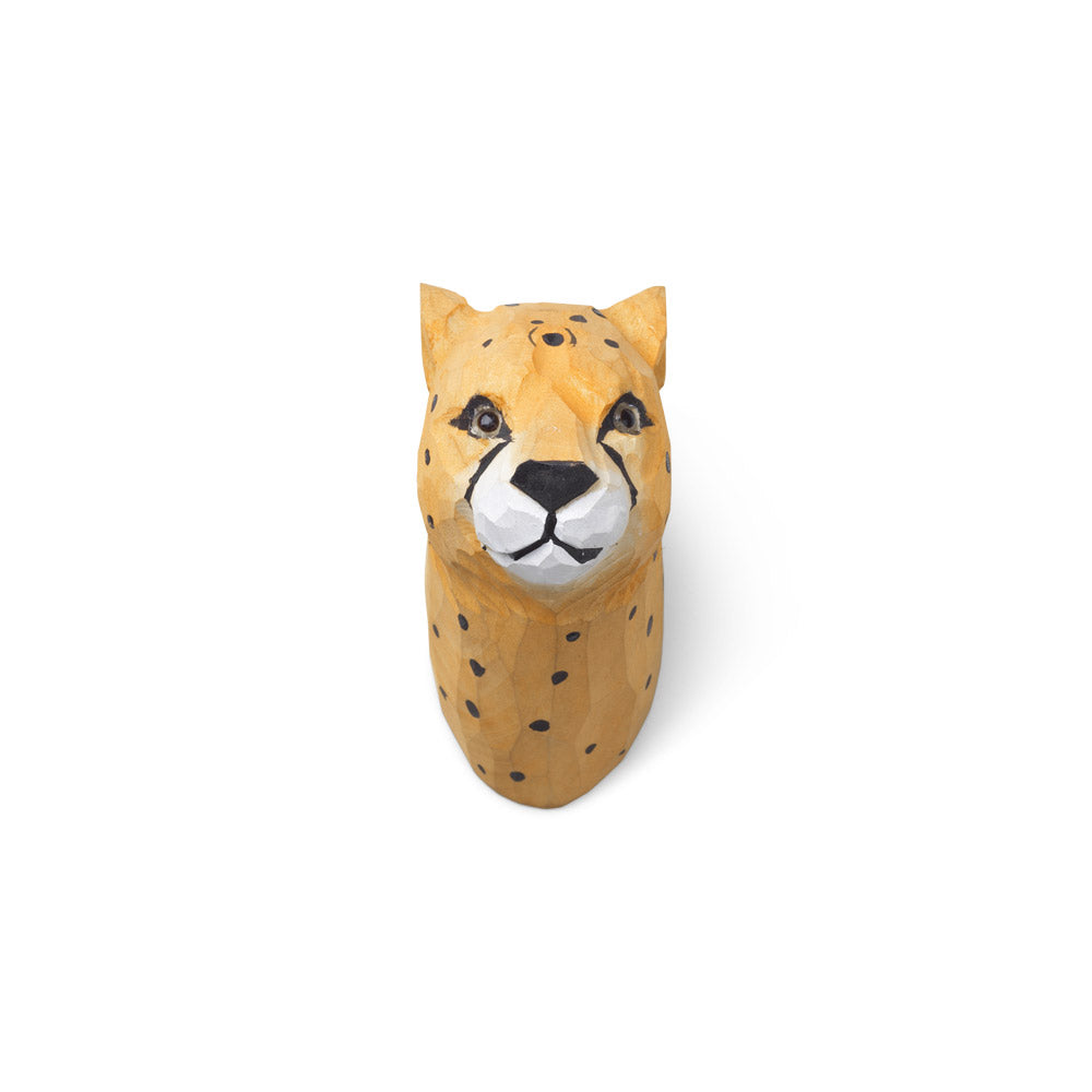Patère tête de guépard en bois sculpté