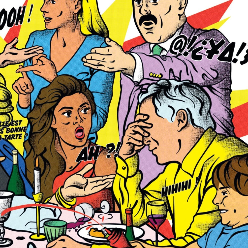 Puzzle Sisi la Famille représentant un règlement de compte familial dans un esprit BD par Piece and Love