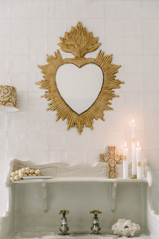 Radieux - miroir en fer blanc patiné - Boncoeurs