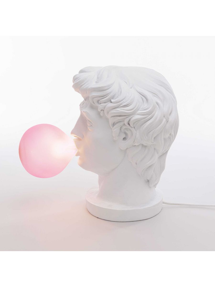 "Wonder Times", gladiateur Romain mangeant un chewin-gum, lampe de table en résine par Uto Balmoral pour Seletti